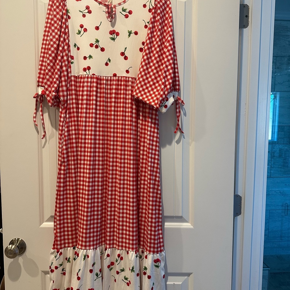 Celeste Red and White Cherry dress